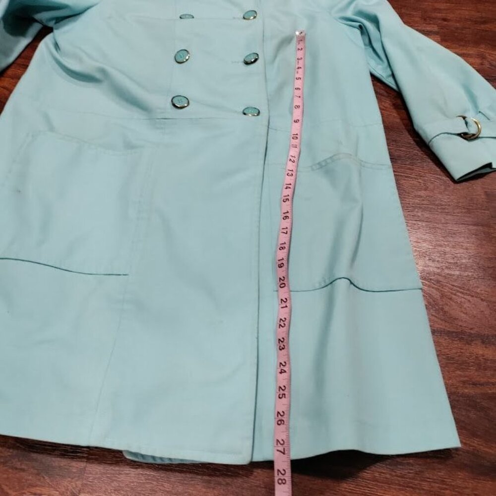 Long Sleeve Double Breasted Longline Trench Coat Light Blue Women's Size M - Picture 11 of 11